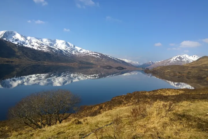 a view of a snow covered mountain