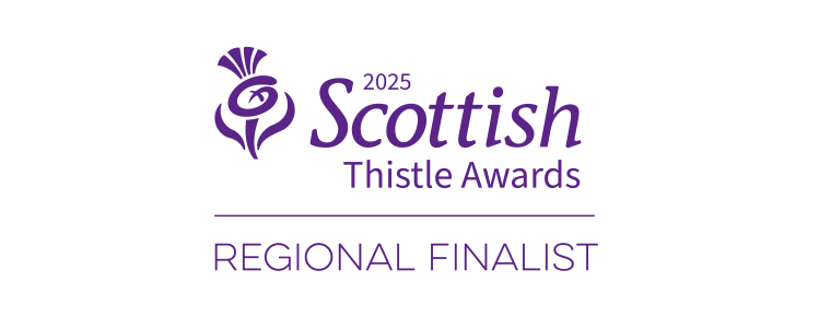 Logo of 2025 Scottish Thistle Awards, labeled Regional Finalist.