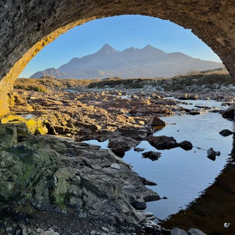 water next to the rock