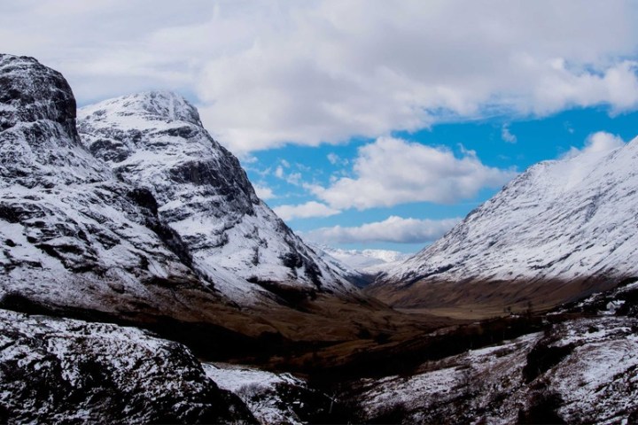 a view of a snow covered mountain